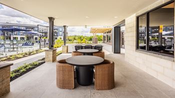 Spacious patio with sitting arrangements